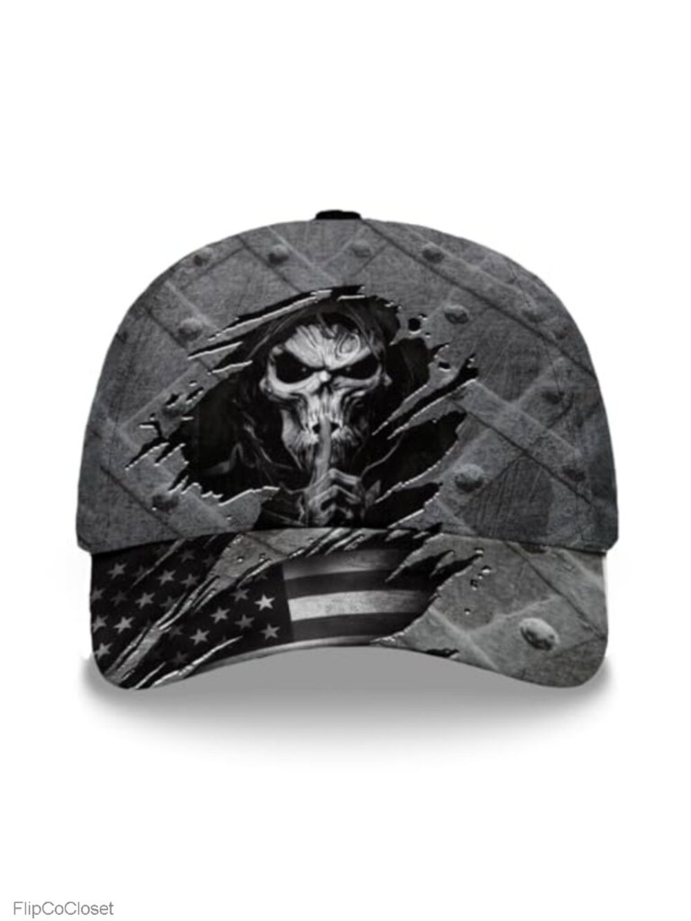 Men's Skull Baseball Cap Adjustable Grim Reaper Motorcycle Hat